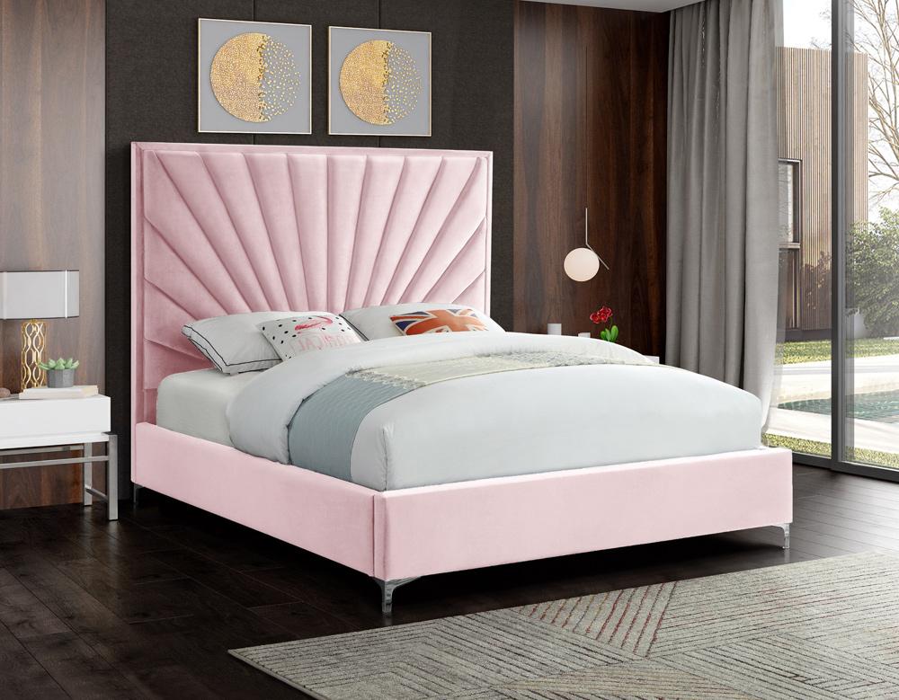 Meridian Furniture - Eclipse Pink Velvet Full Bed - EclipsePink-F veiw 3
