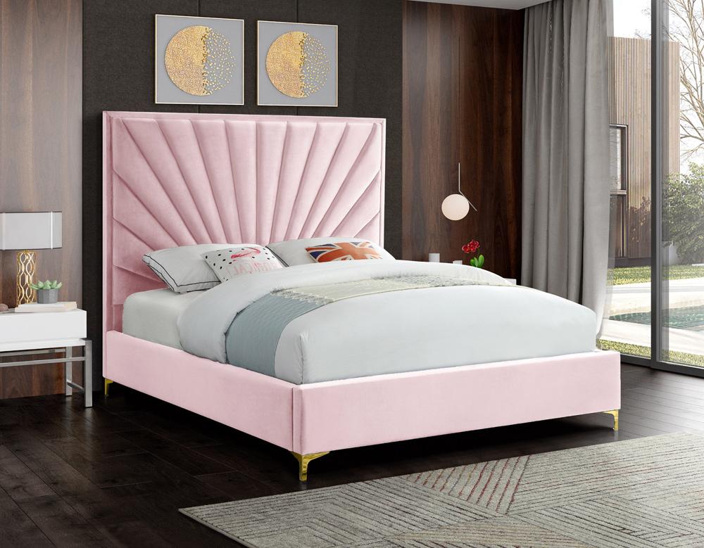Meridian Furniture - Eclipse Pink Velvet Full Bed - EclipsePink-F veiw 4