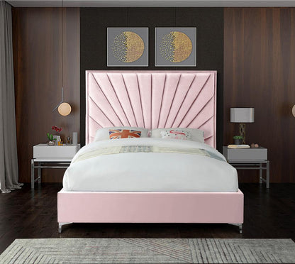 Meridian Furniture - Eclipse Pink Velvet Full Bed - EclipsePink-F veiw 5