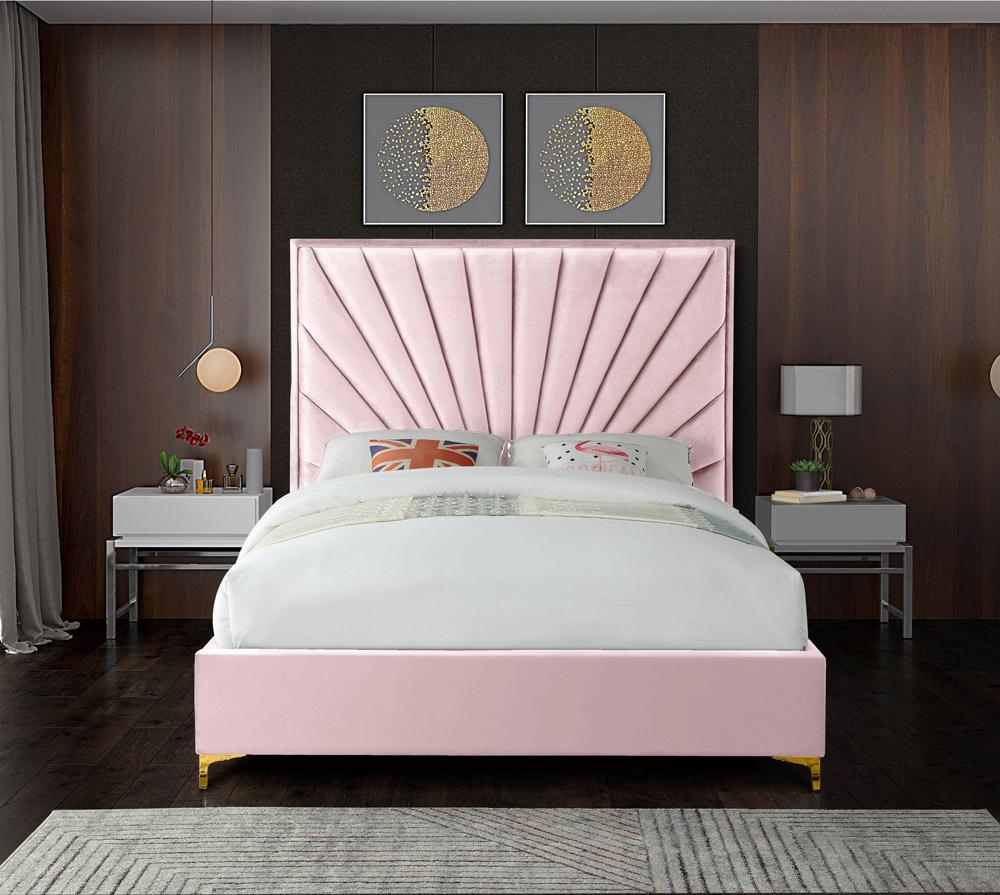 Meridian Furniture - Eclipse Pink Velvet Full Bed - EclipsePink-F veiw 6