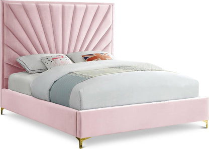 Meridian Furniture - Eclipse Pink Velvet Queen Bed - EclipsePink-Q veiw 1