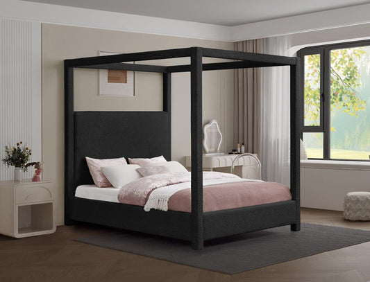 Meridian Furniture - Eden Black Boucle Fabric Queen Bed - EdenBlack-Q veiw 2