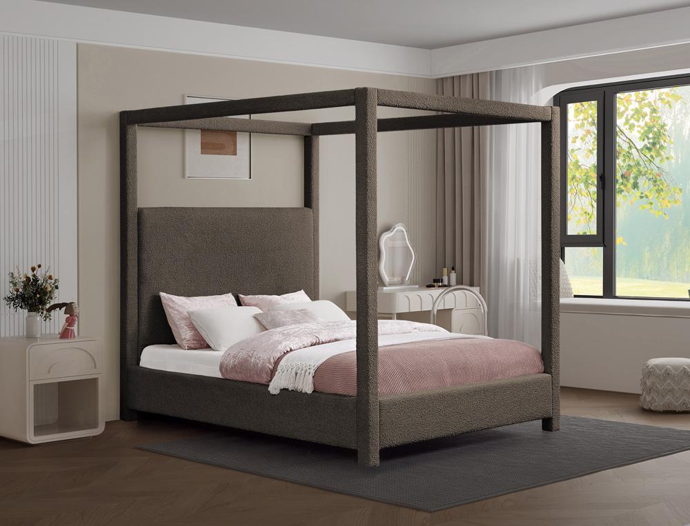 Meridian Furniture - Eden Brown Boucle Fabric Queen Bed - EdenBrown-Q veiw 2
