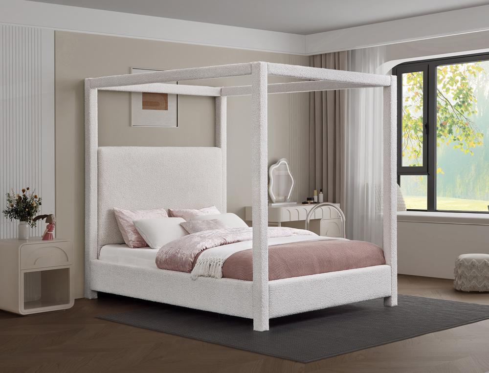 Meridian Furniture - Eden Cream Boucle Fabric King Bed - EdenCream-K veiw 2