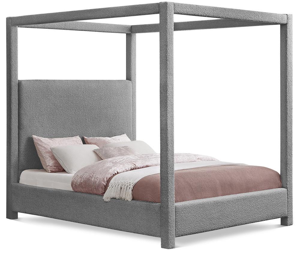 Meridian Furniture - Eden Grey Boucle Fabric King Bed - EdenGrey-K veiw 1