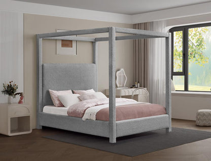 Meridian Furniture - Eden Grey Boucle Fabric King Bed - EdenGrey-K veiw 2