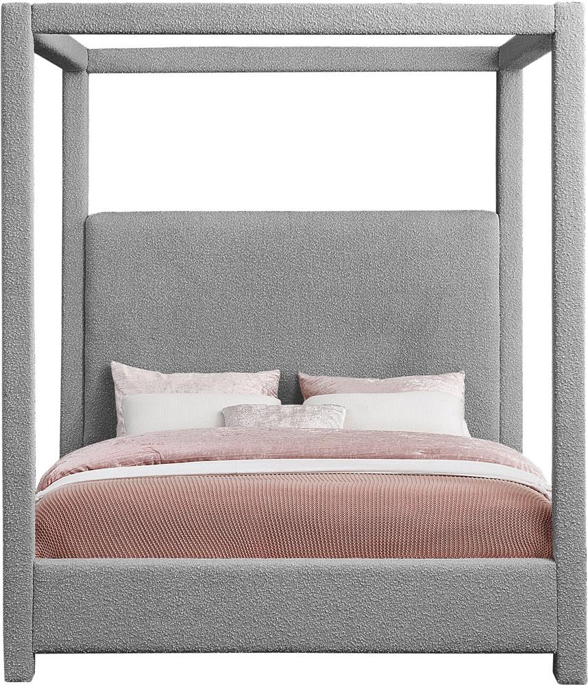 Meridian Furniture - Eden Grey Boucle Fabric King Bed - EdenGrey-K veiw 3