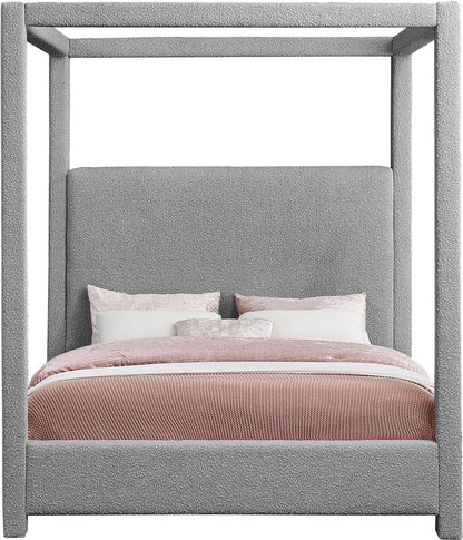 Meridian Furniture - Eden Grey Boucle Fabric King Bed - EdenGrey-K veiw 3