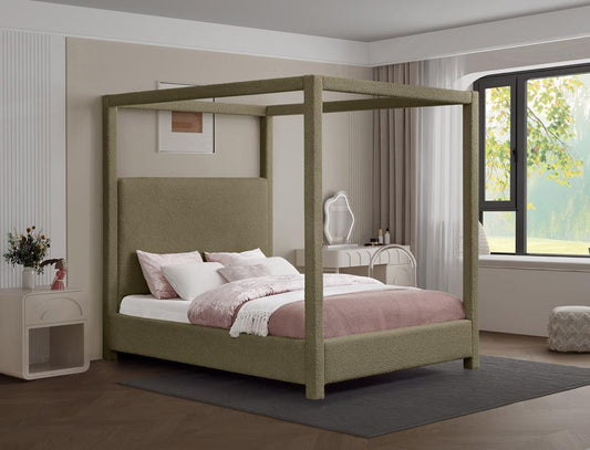 Meridian Furniture - Eden Olive Boucle Fabric King Bed - EdenOlive-K veiw 2