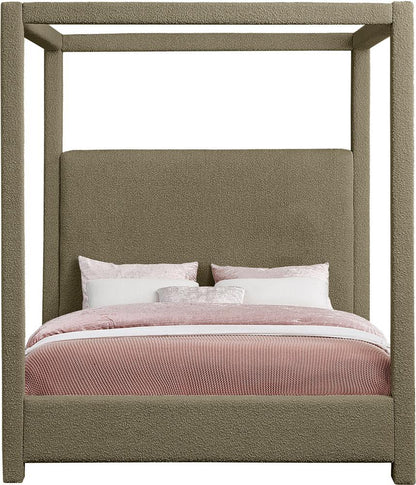 Meridian Furniture - Eden Olive Boucle Fabric King Bed - EdenOlive-K veiw 3