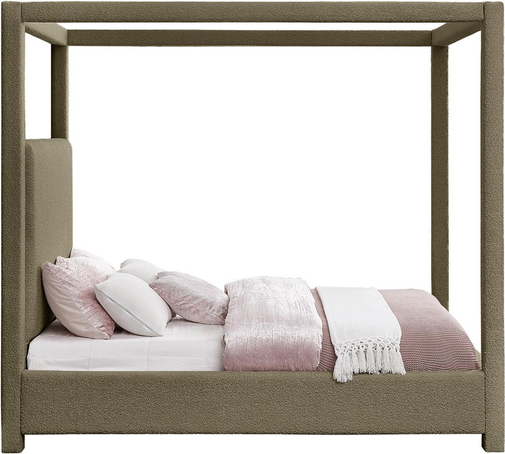 Meridian Furniture - Eden Olive Boucle Fabric King Bed - EdenOlive-K veiw 4
