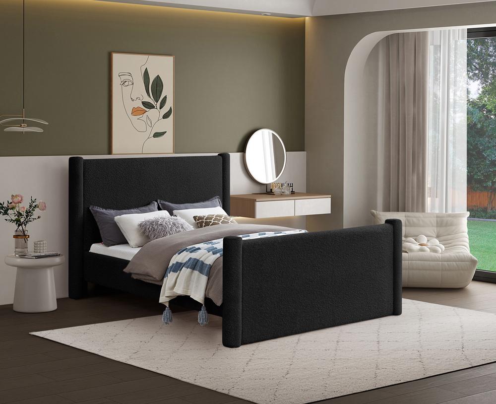 Meridian Furniture - Elias Black Boucle Fabric Queen Bed - B1299Black-Q veiw 2