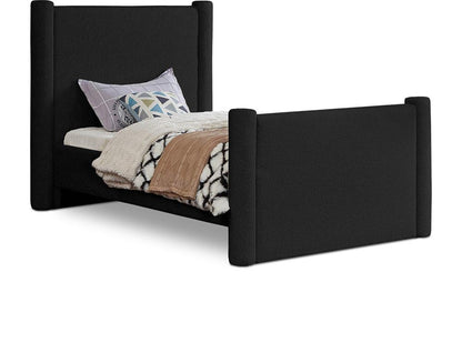 Meridian Furniture - Elias Black Boucle Fabric Twin Bed - B1299Black-T veiw 1