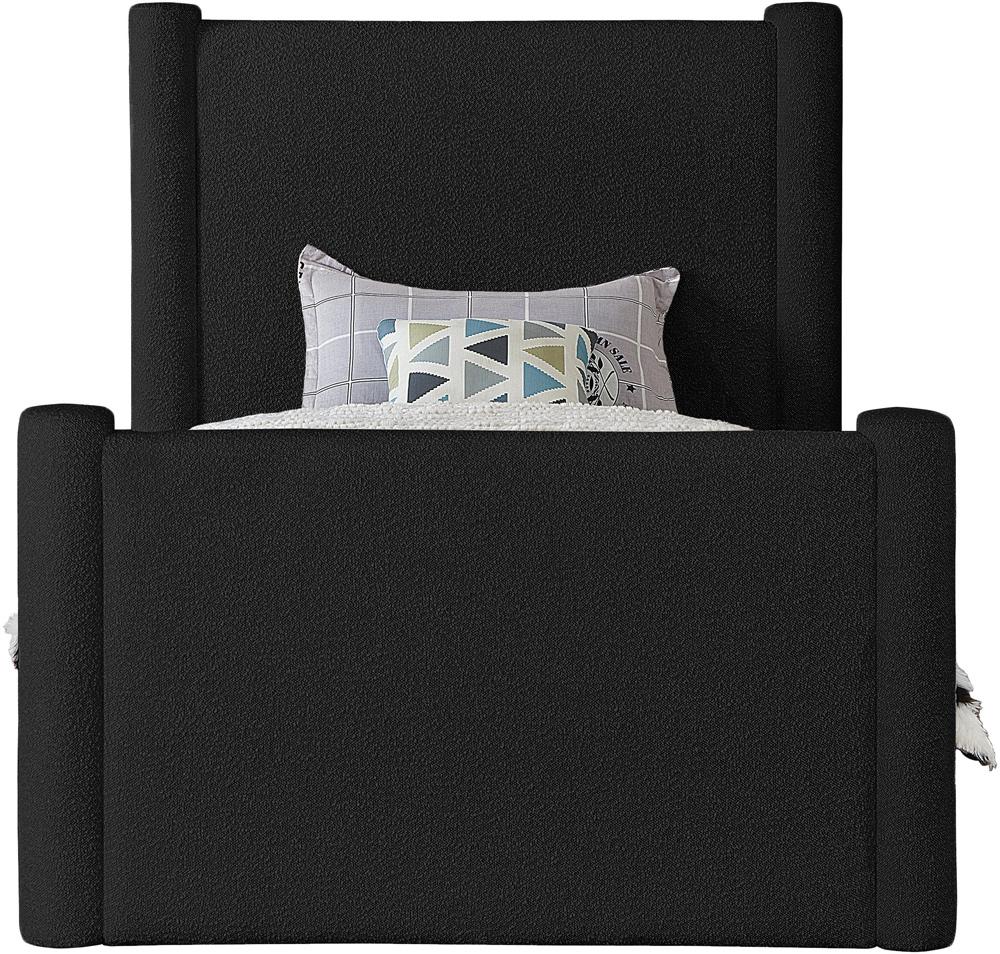 Meridian Furniture - Elias Black Boucle Fabric Twin Bed - B1299Black-T veiw 3