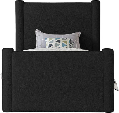 Meridian Furniture - Elias Black Boucle Fabric Twin Bed - B1299Black-T veiw 3