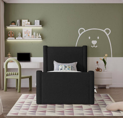 Meridian Furniture - Elias Black Boucle Fabric Twin Bed - B1299Black-T veiw 4