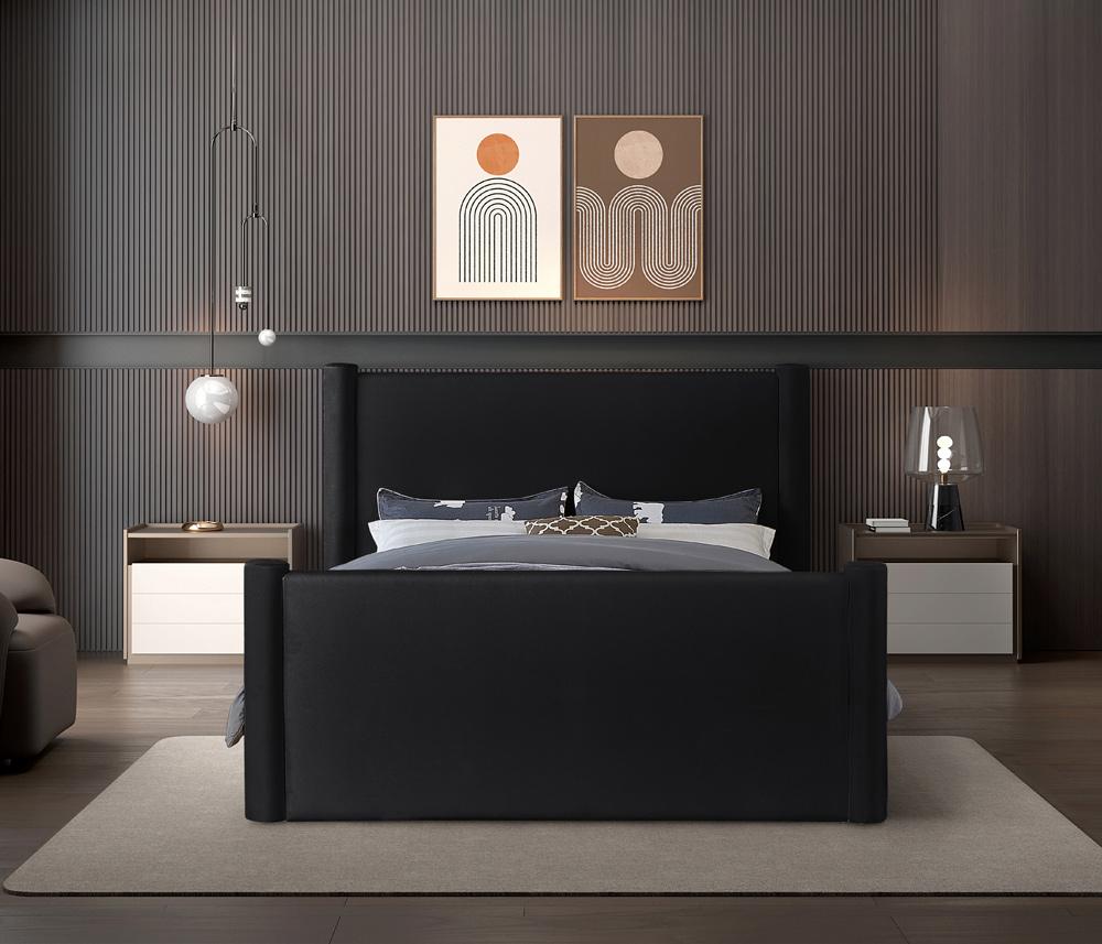 Meridian Furniture - Elias Black Velvet Full Bed - B1298Black-F veiw 4
