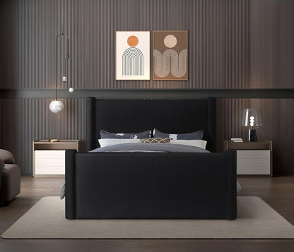 Meridian Furniture - Elias Black Velvet Queen Bed - B1298Black-Q veiw 4