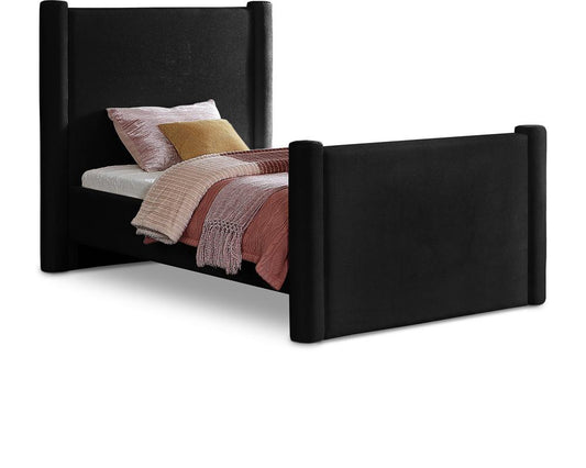 Meridian Furniture - Elias Black Velvet Twin Bed - B1298Black-T veiw 1