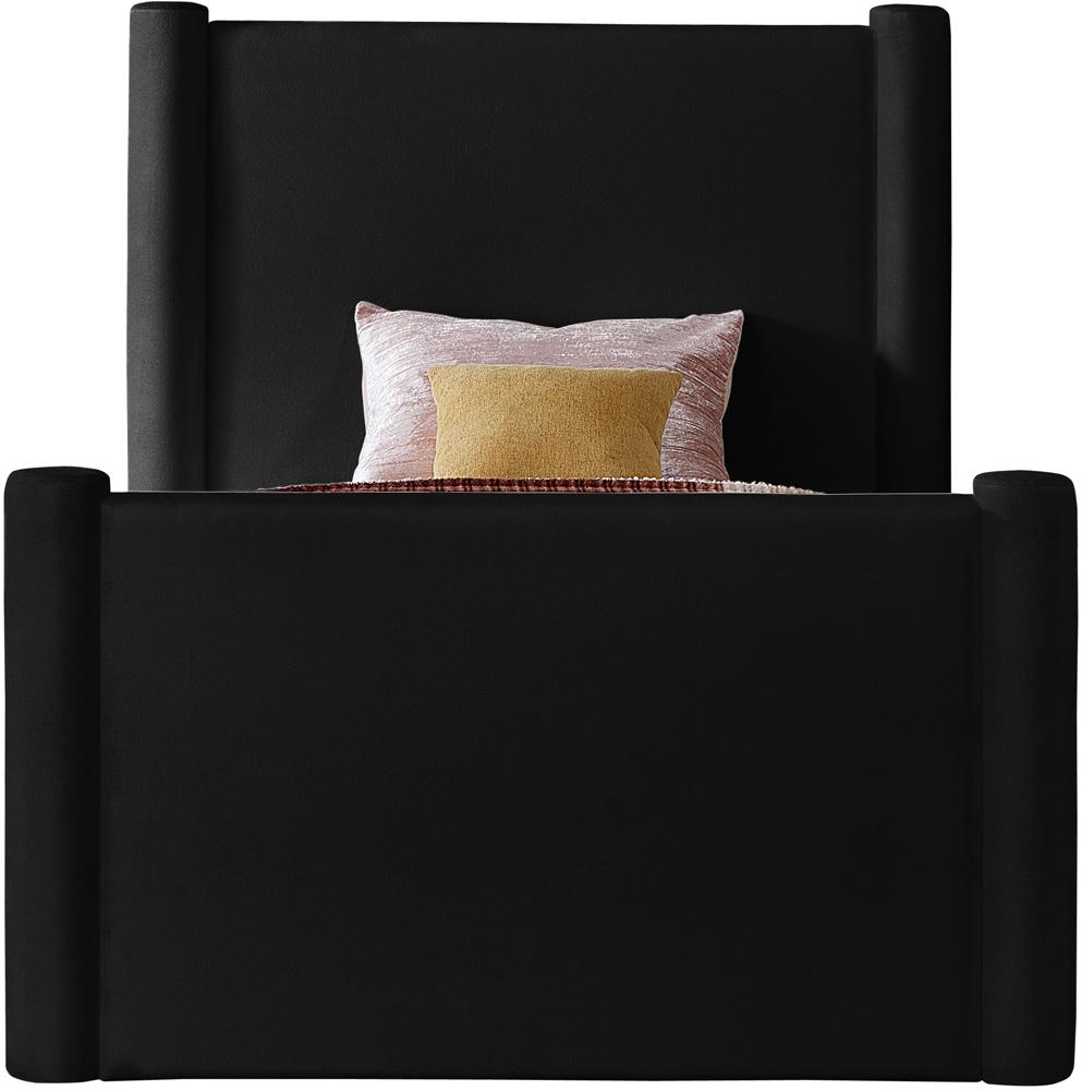 Meridian Furniture - Elias Black Velvet Twin Bed - B1298Black-T veiw 3