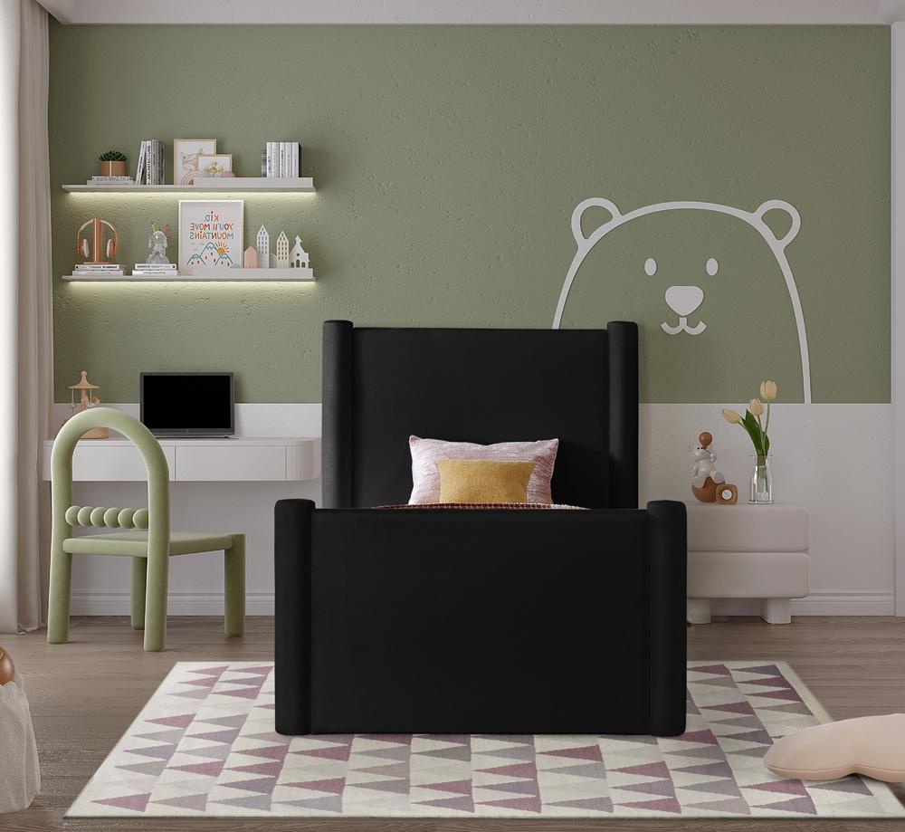 Meridian Furniture - Elias Black Velvet Twin Bed - B1298Black-T veiw 4