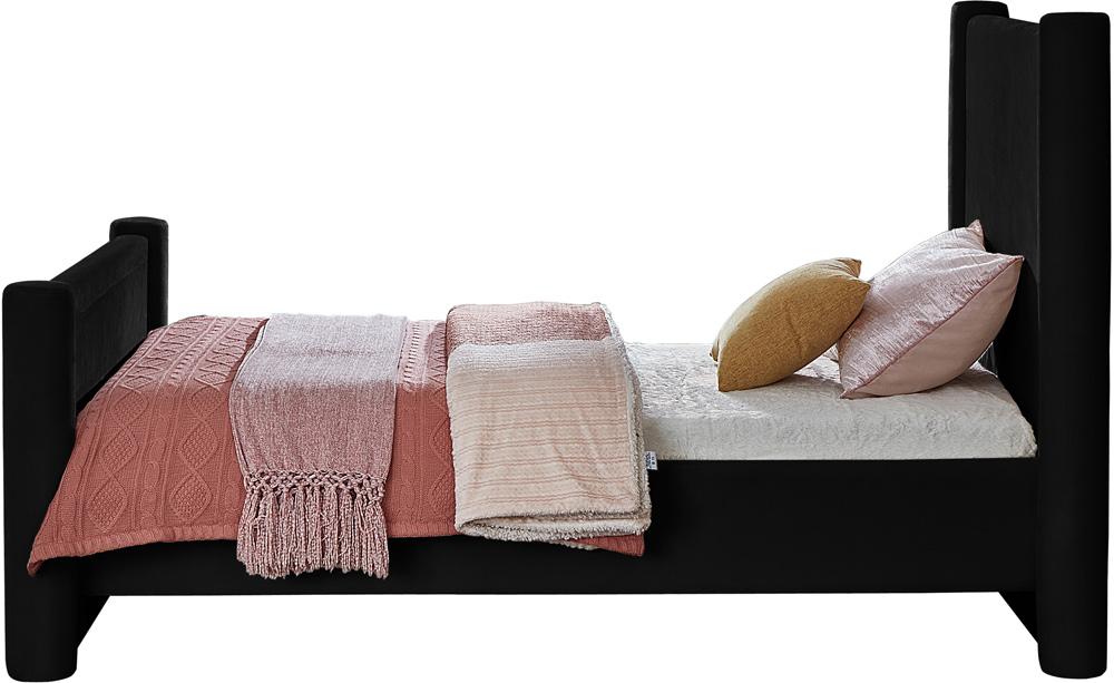 Meridian Furniture - Elias Black Velvet Twin Bed - B1298Black-T veiw 5