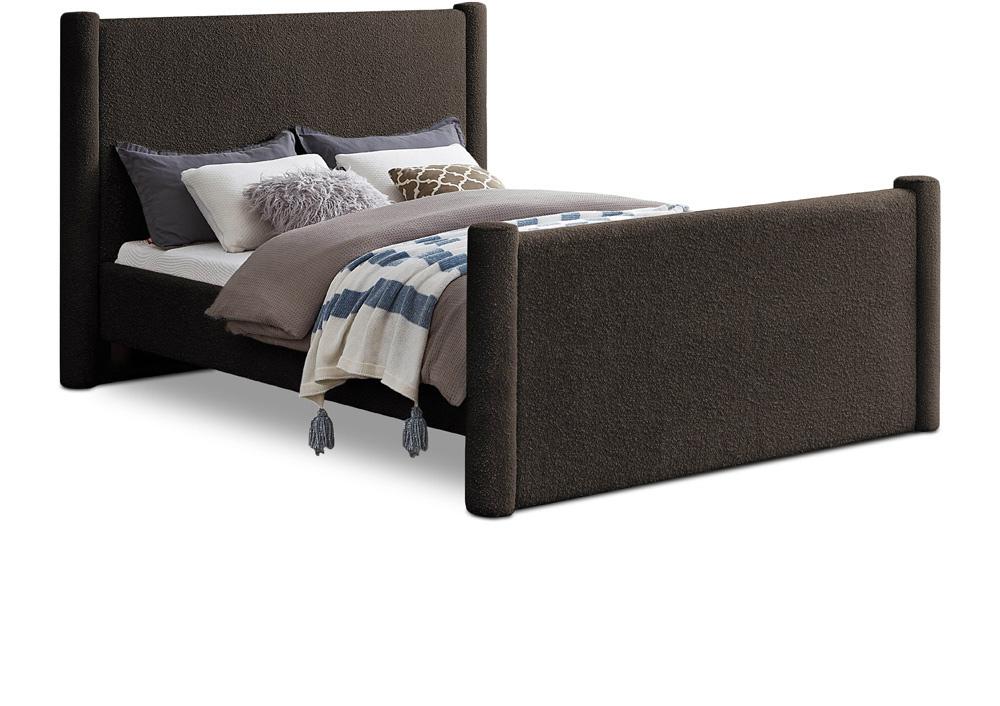 Meridian Furniture - Elias Brown Boucle Fabric Queen Bed - B1299Brown-Q veiw 1