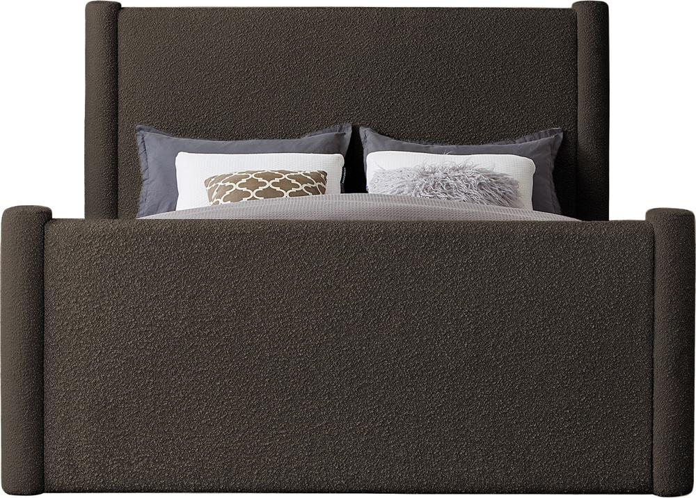 Meridian Furniture - Elias Brown Boucle Fabric Queen Bed - B1299Brown-Q veiw 3