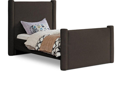 Meridian Furniture - Elias Brown Boucle Fabric Twin Bed - B1299Brown-T veiw 1