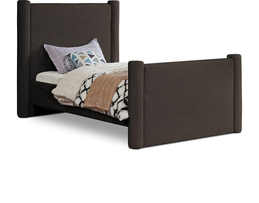 Meridian Furniture - Elias Brown Boucle Fabric Twin Bed - B1299Brown-T veiw 1