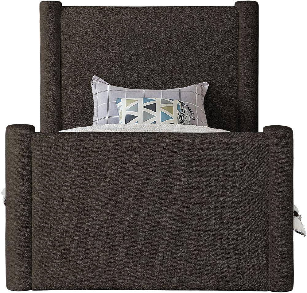 Meridian Furniture - Elias Brown Boucle Fabric Twin Bed - B1299Brown-T veiw 3