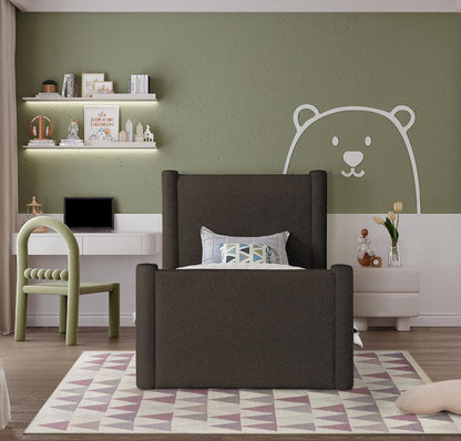 Meridian Furniture - Elias Brown Boucle Fabric Twin Bed - B1299Brown-T veiw 4