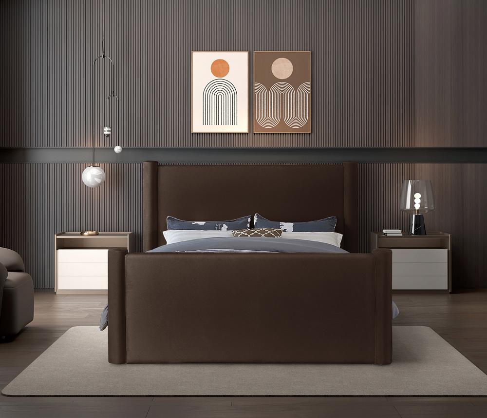 Meridian Furniture - Elias Brown Velvet Full Bed - B1298Brown-F veiw 4