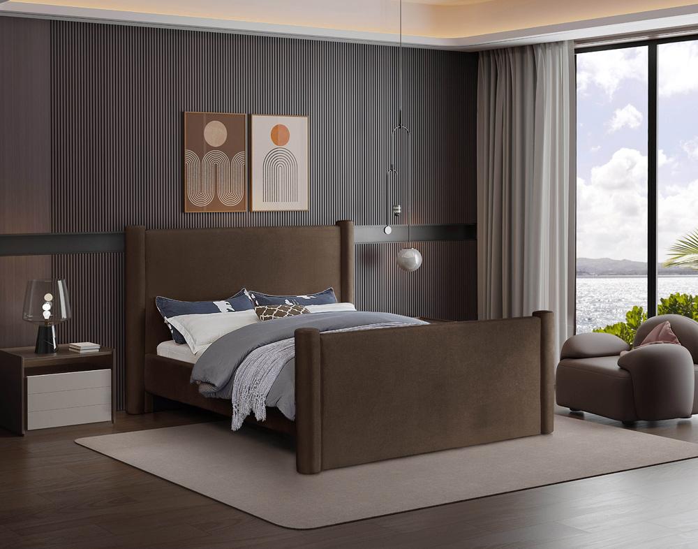Meridian Furniture - Elias Brown Velvet King Bed - B1298Brown-K veiw 2