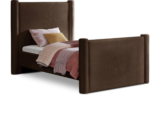 Meridian Furniture - Elias Brown Velvet Twin Bed - B1298Brown-T veiw 1