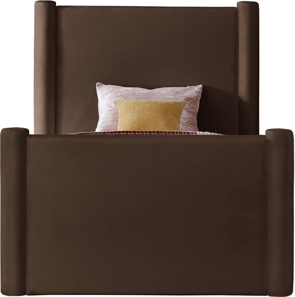 Meridian Furniture - Elias Brown Velvet Twin Bed - B1298Brown-T veiw 3