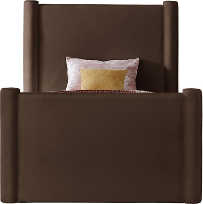 Meridian Furniture - Elias Brown Velvet Twin Bed - B1298Brown-T veiw 3