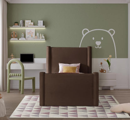Meridian Furniture - Elias Brown Velvet Twin Bed - B1298Brown-T veiw 4
