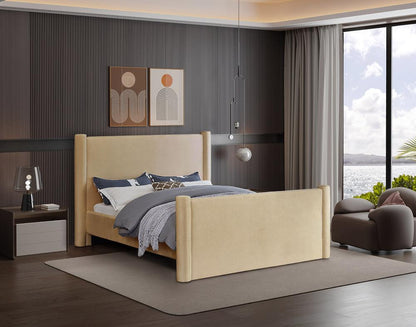 Meridian Furniture - Elias Camel Velvet Full Bed - B1298Camel-F veiw 2