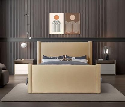 Meridian Furniture - Elias Camel Velvet Full Bed - B1298Camel-F veiw 4
