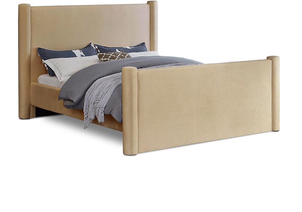 Meridian Furniture - Elias Camel Velvet Queen Bed - B1298Camel-Q veiw 1