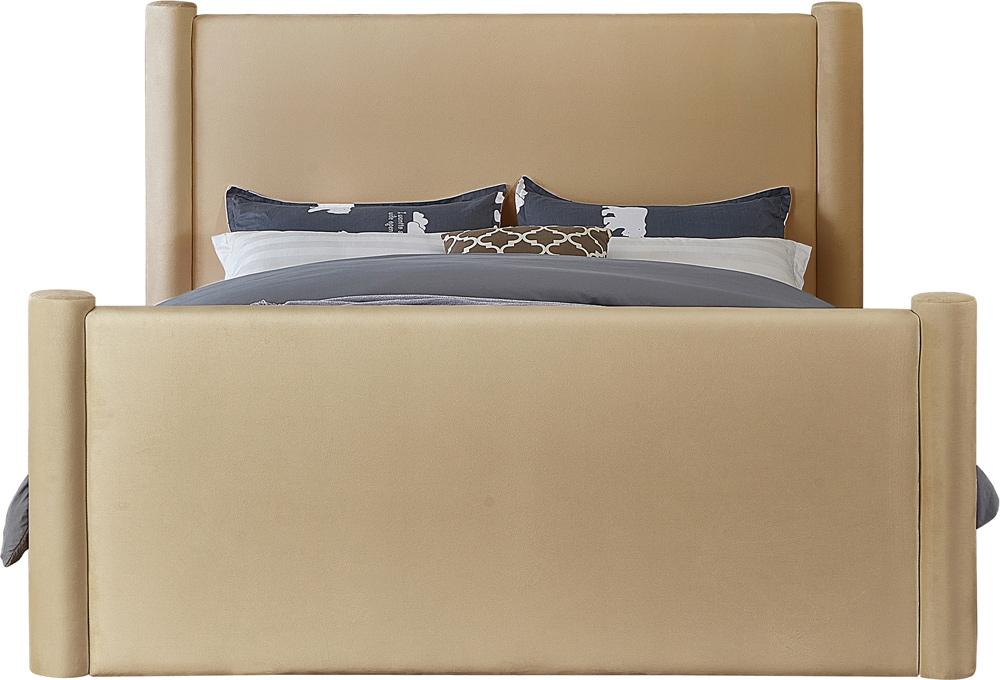 Meridian Furniture - Elias Camel Velvet Queen Bed - B1298Camel-Q veiw 3