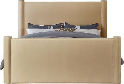 Meridian Furniture - Elias Camel Velvet Queen Bed - B1298Camel-Q veiw 3