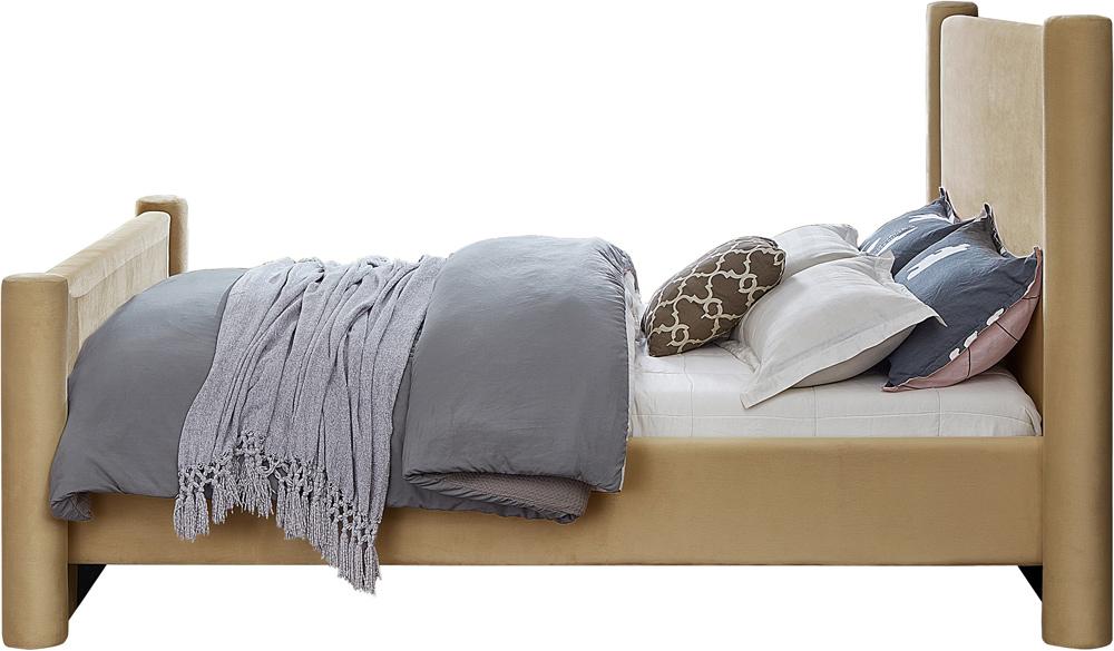 Meridian Furniture - Elias Camel Velvet Queen Bed - B1298Camel-Q veiw 5