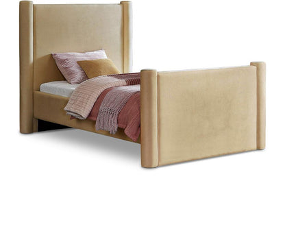 Meridian Furniture - Elias Camel Velvet Twin Bed - B1298Camel-T veiw 1