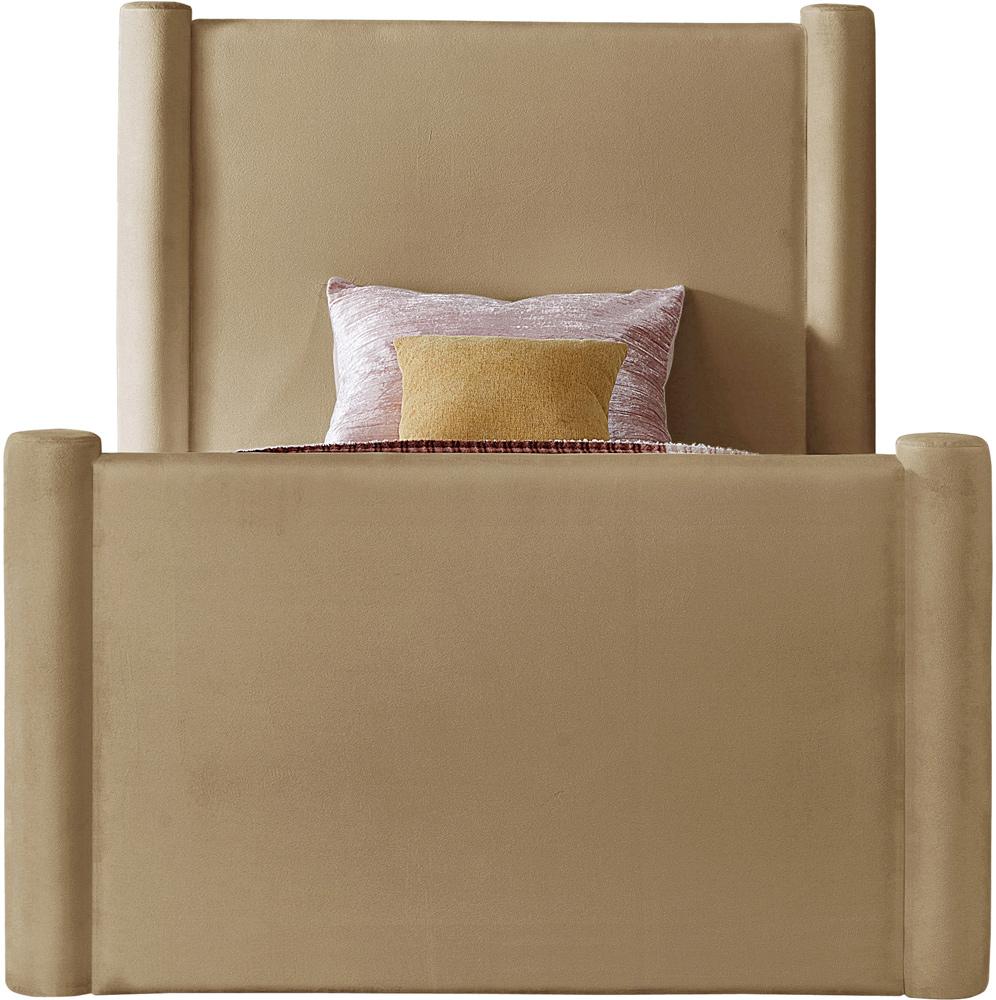 Meridian Furniture - Elias Camel Velvet Twin Bed - B1298Camel-T veiw 3