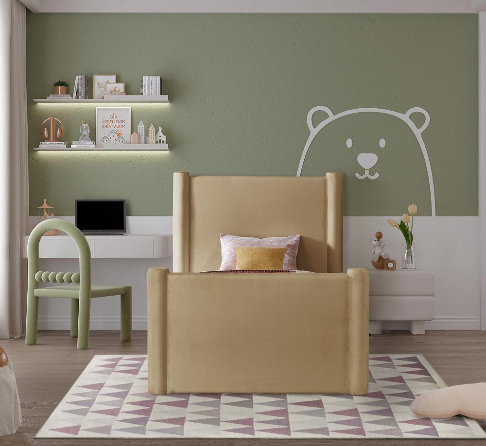 Meridian Furniture - Elias Camel Velvet Twin Bed - B1298Camel-T veiw 4