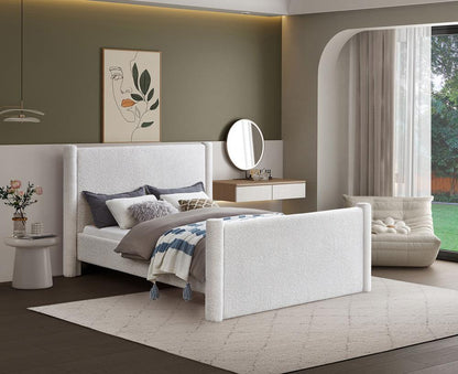 Meridian Furniture - Elias Cream Boucle Fabric Queen Bed - B1299Cream-Q veiw 2