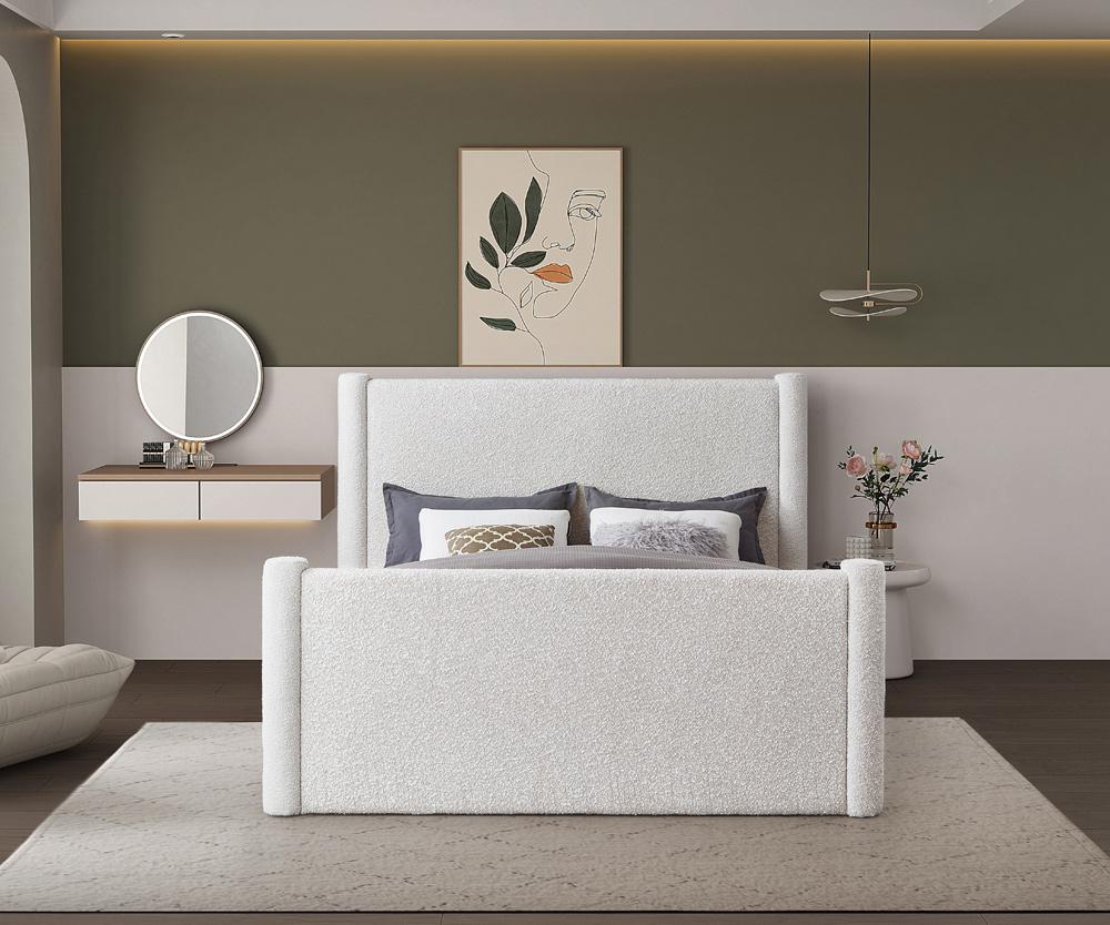 Meridian Furniture - Elias Cream Boucle Fabric Queen Bed - B1299Cream-Q veiw 4