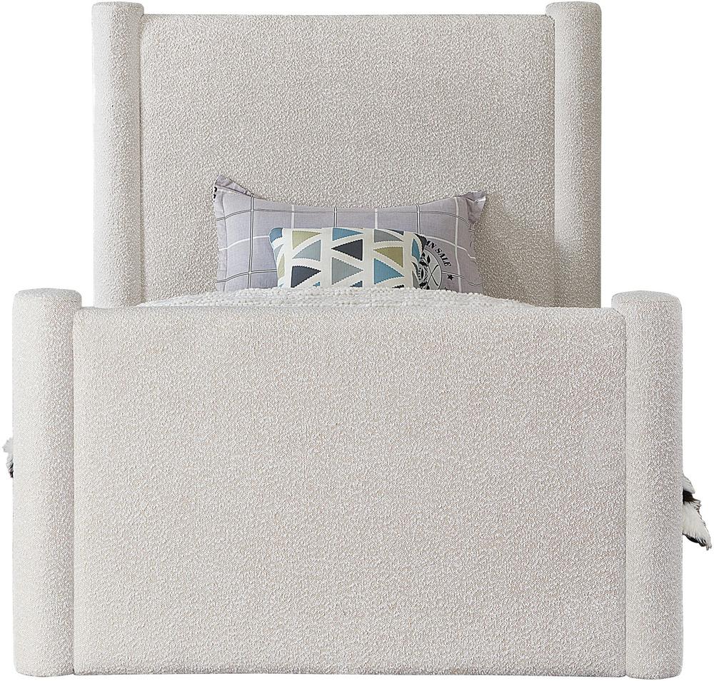 Meridian Furniture - Elias Cream Boucle Fabric Twin Bed - B1299Cream-T veiw 3